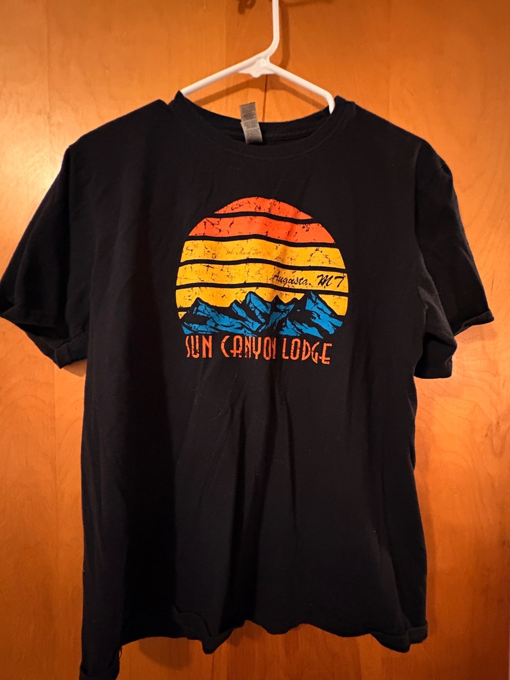 Sun Canyon Lodge Graphic Tee - Black with Sunset Print